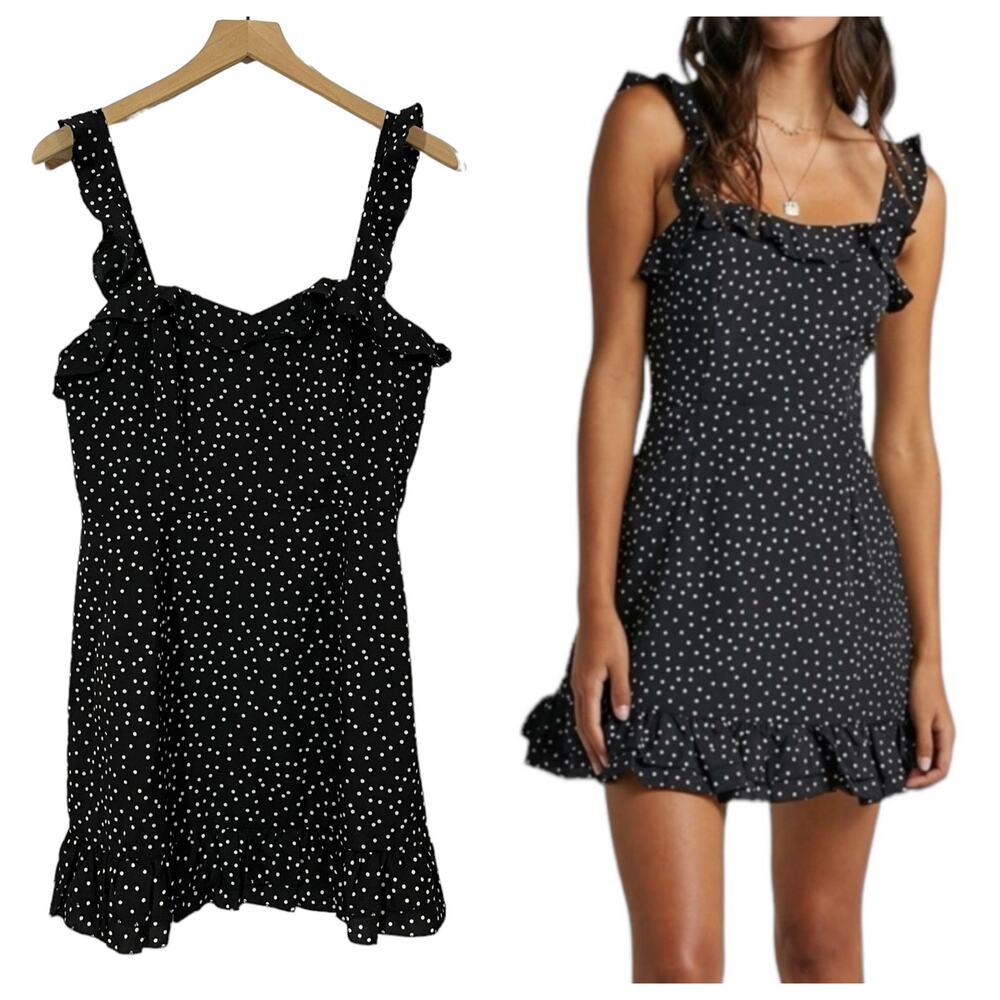 Show.po Imagination Galore Ruffle Detail Mini Dress - Black Spot - US 8